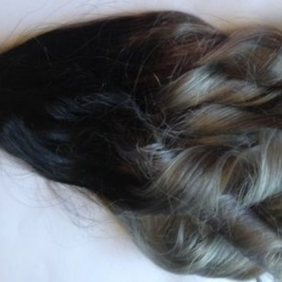 Black Silver Grey Ombre Clip Human Hair Extensions main image 5